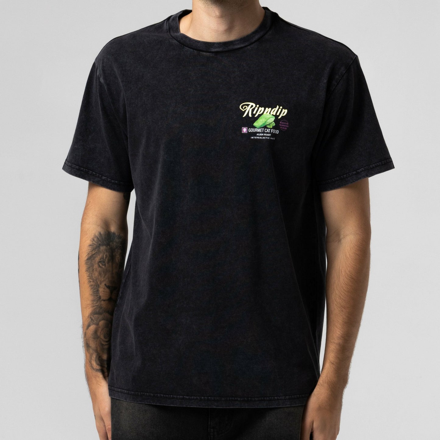 Gourmet Cat Food Tee (Black Vintage Wash) - Ripndip