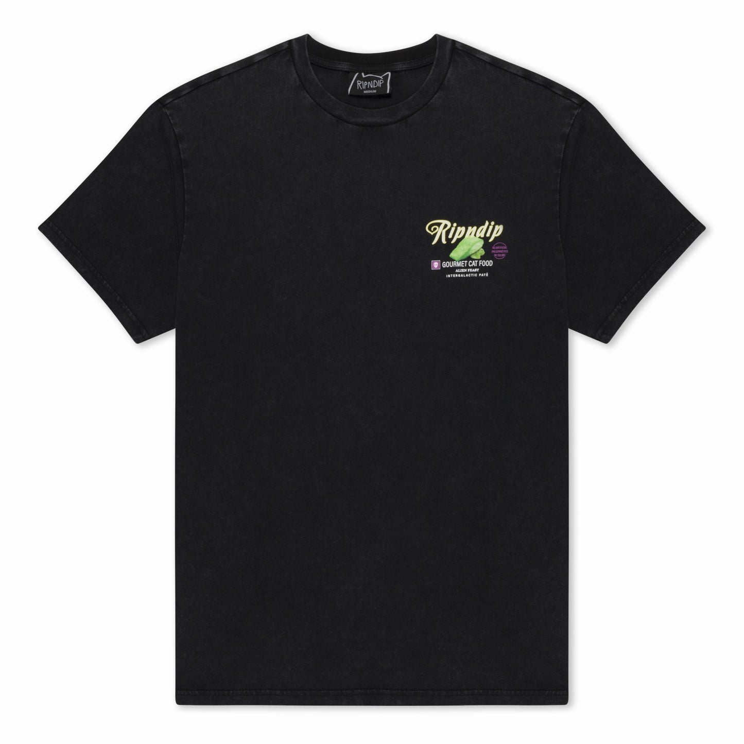 Gourmet Cat Food Tee (Black Vintage Wash) - Ripndip