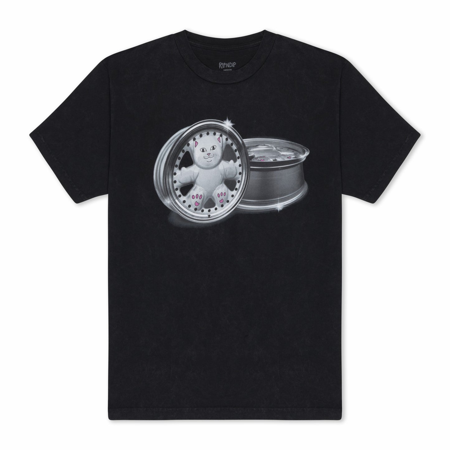 Nerm Wheels Tee (Black Vintage Wash) - Ripndip