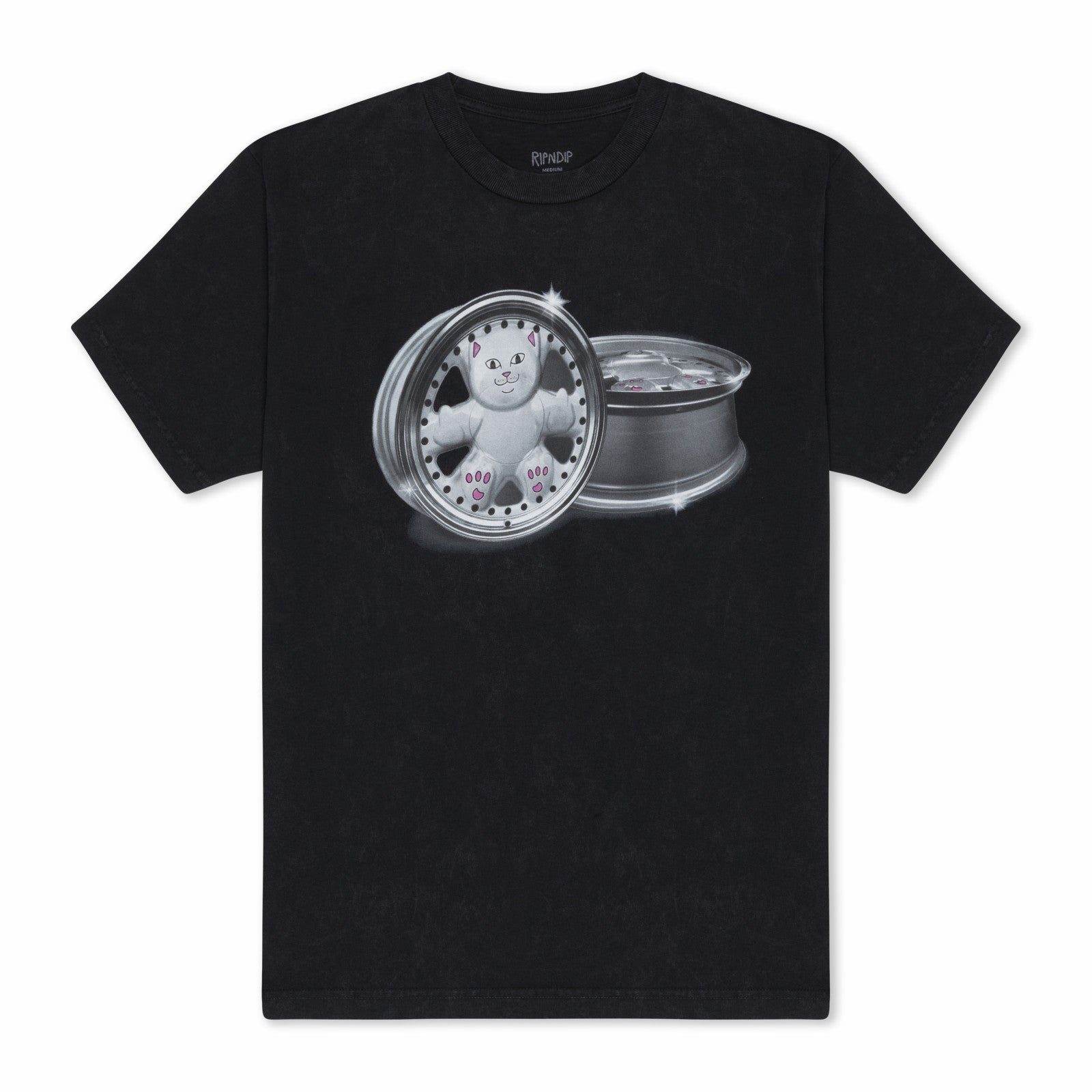 Nerm Wheels Tee (Black Vintage Wash) - Ripndip