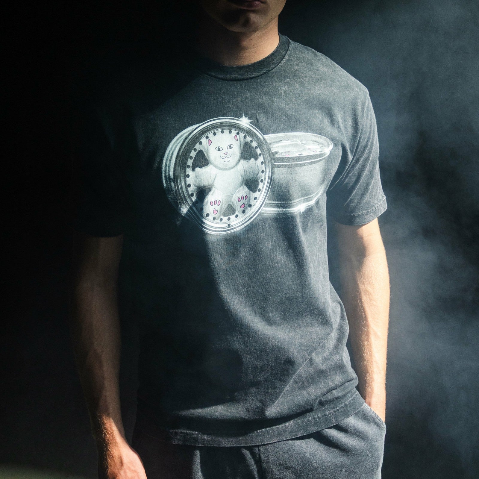 Nerm Wheels Tee (Black Vintage Wash) - Ripndip