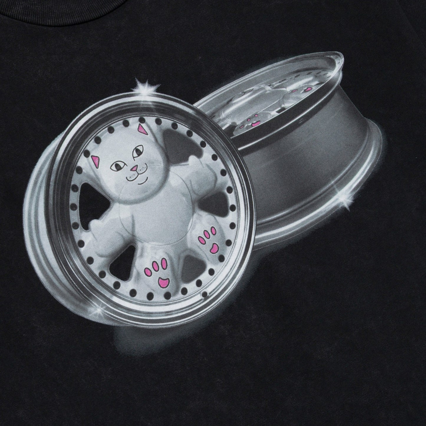 Nerm Wheels Tee (Black Vintage Wash) - Ripndip