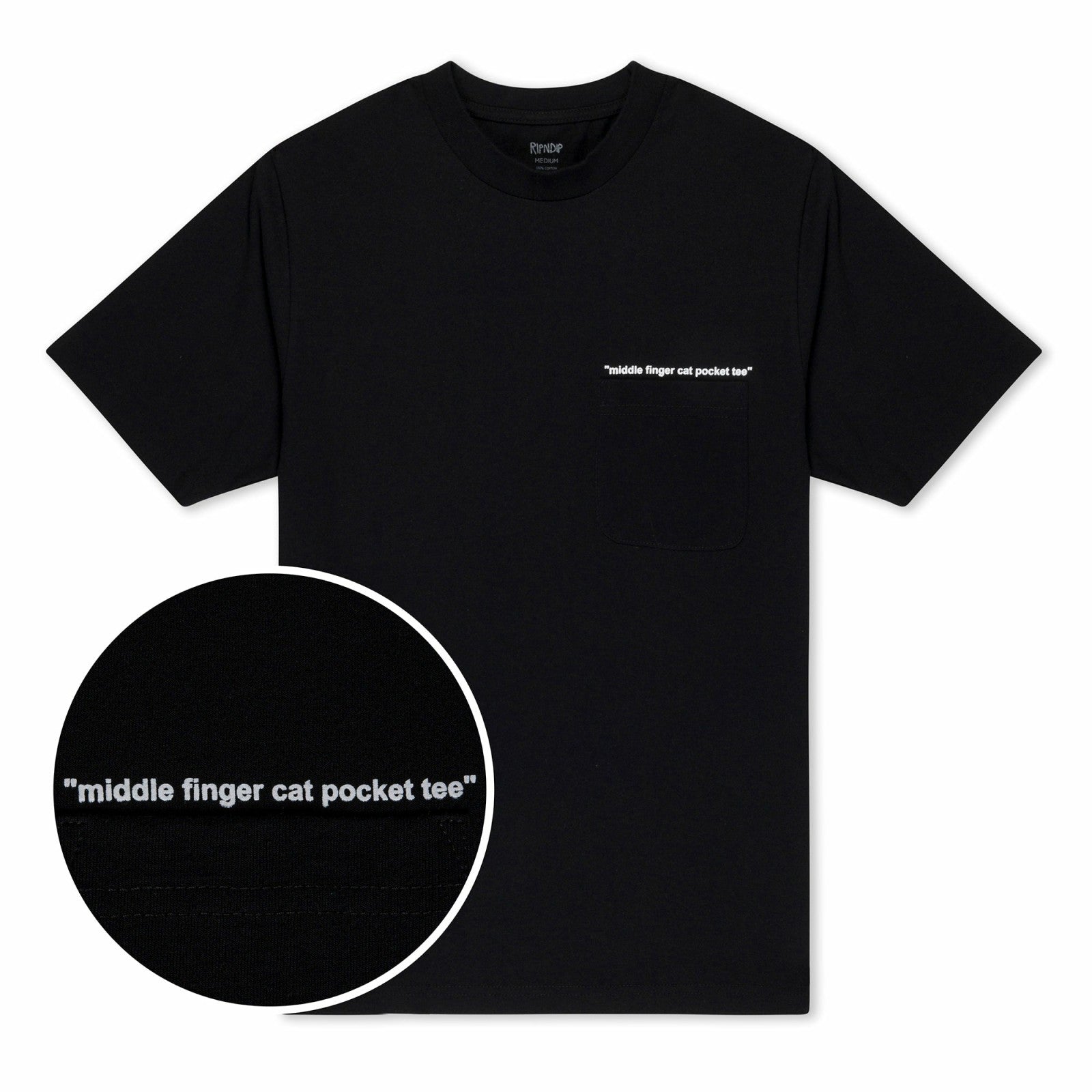 Middle Finger Cat Pocket Tee (Black) - Ripndip