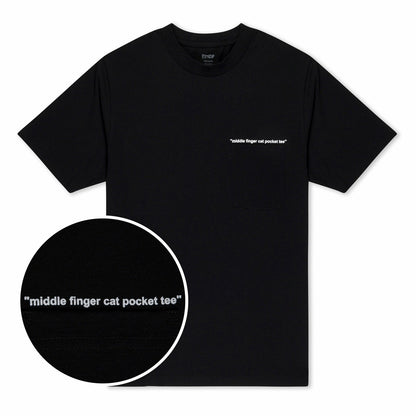 Middle Finger Cat Pocket Tee (Black) - Ripndip