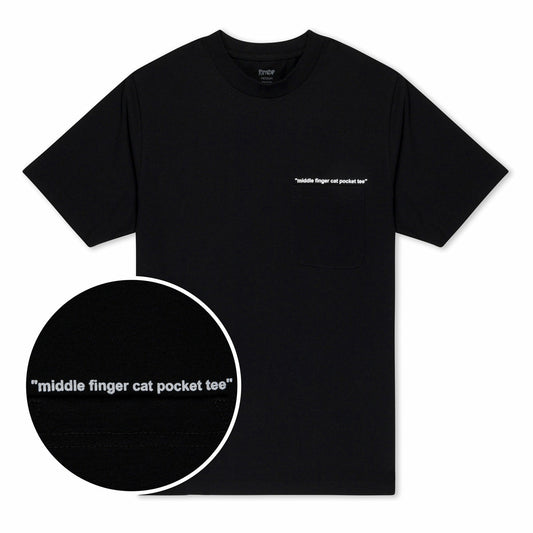 Middle Finger Cat Pocket Tee (Black) - Ripndip