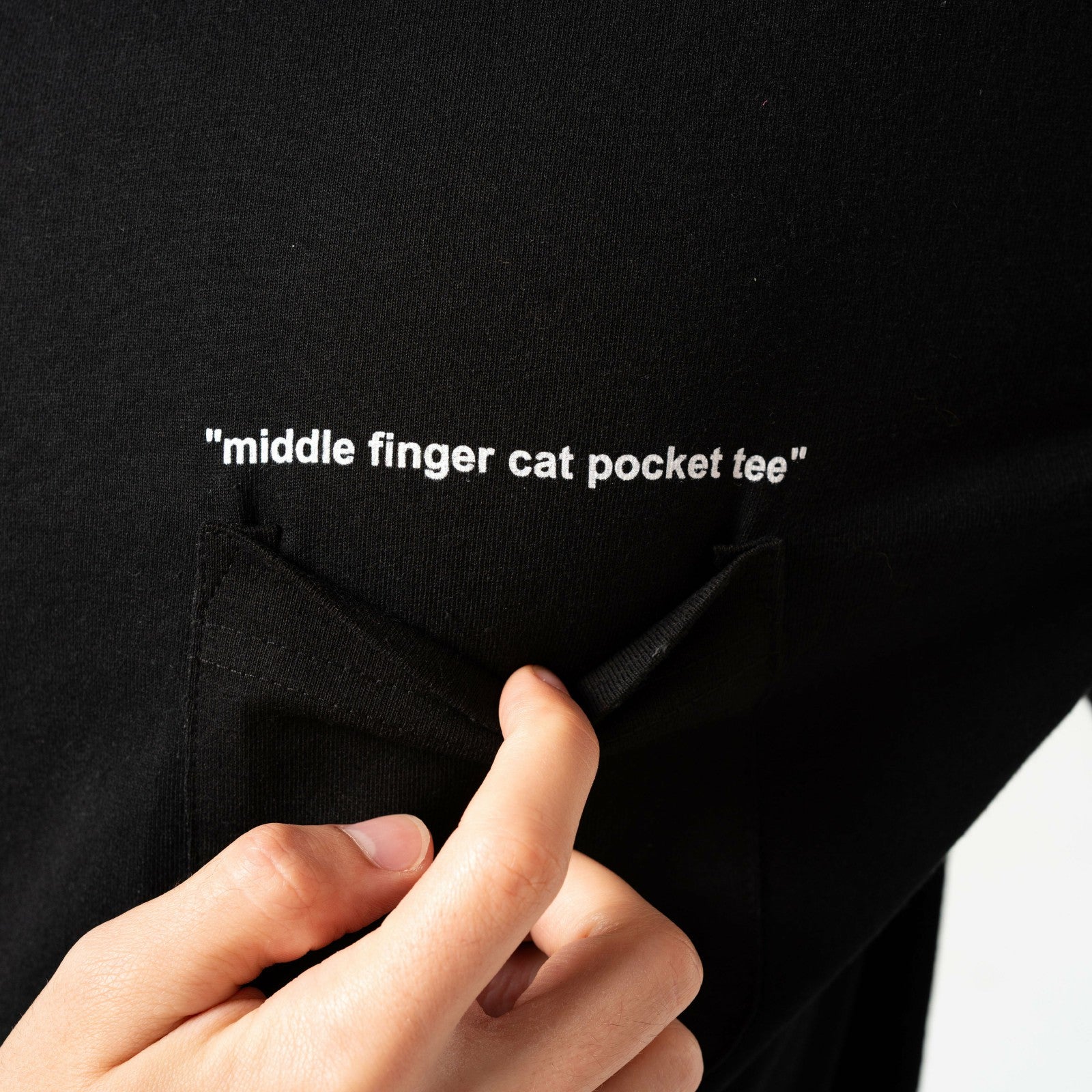 Middle Finger Cat Pocket Tee (Black) - Ripndip